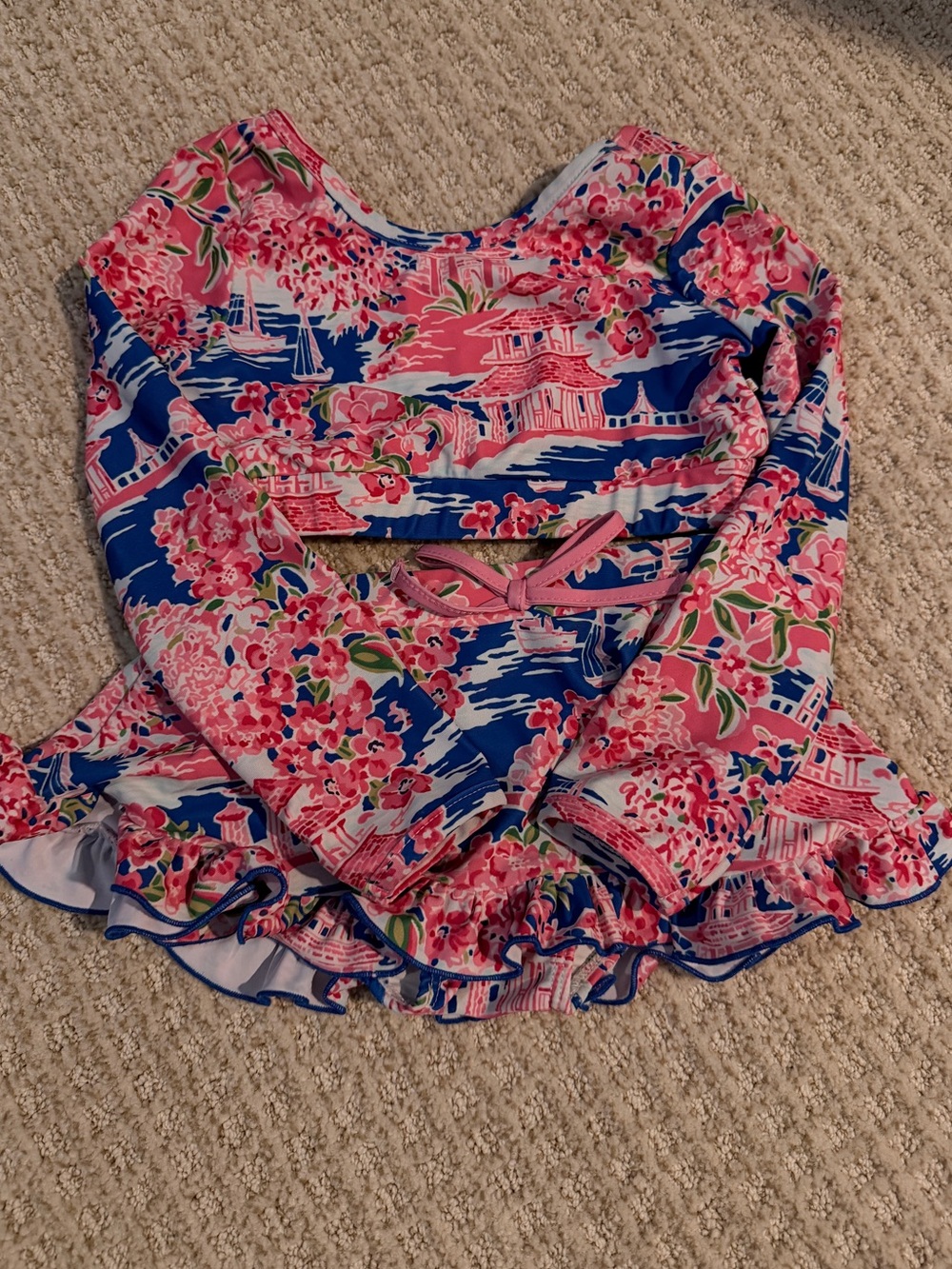 Sweethoney floral swim set 4T long sleeve Rash guard with matching skirt